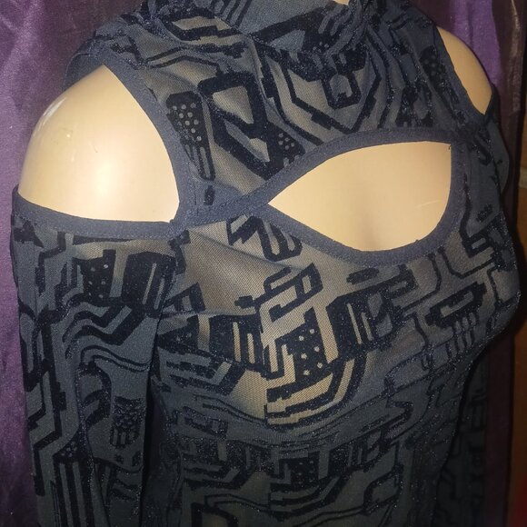 Womens long sleave ,see through,black sexy open shoulder , killstar top size XS - Picture 2 of 4